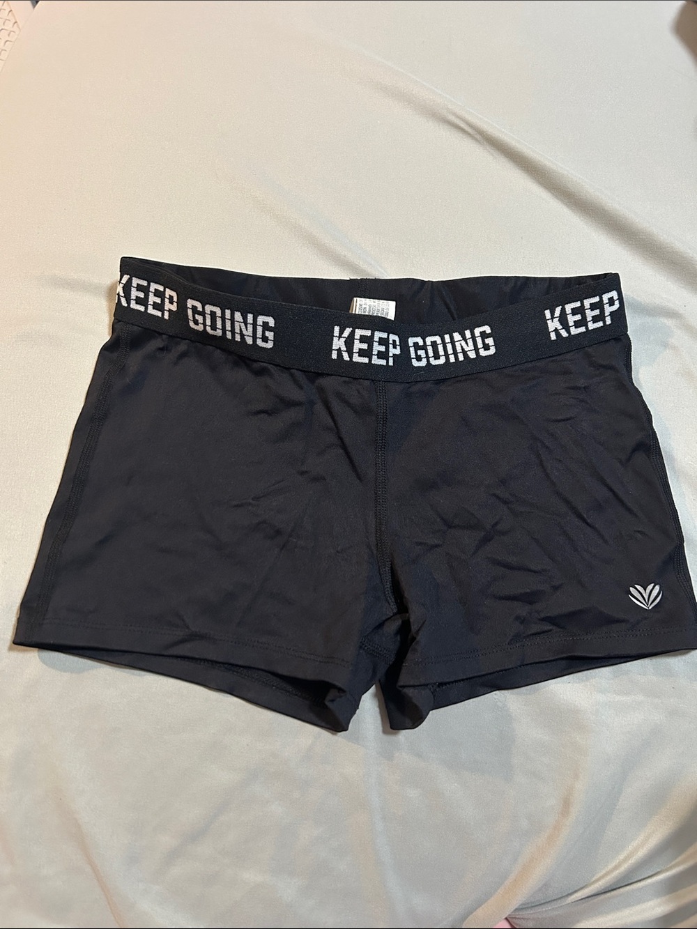 Forever 21 Black Women's Bike Shorts with 'KEEP GOING' Waistband